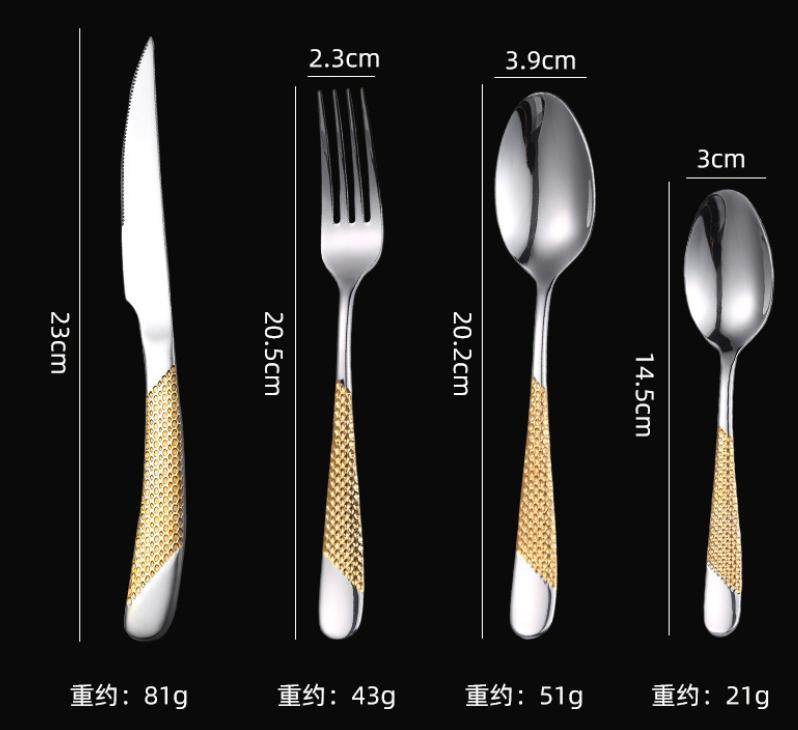 Star diamond design cutlery high appearance gold silver ss flatware